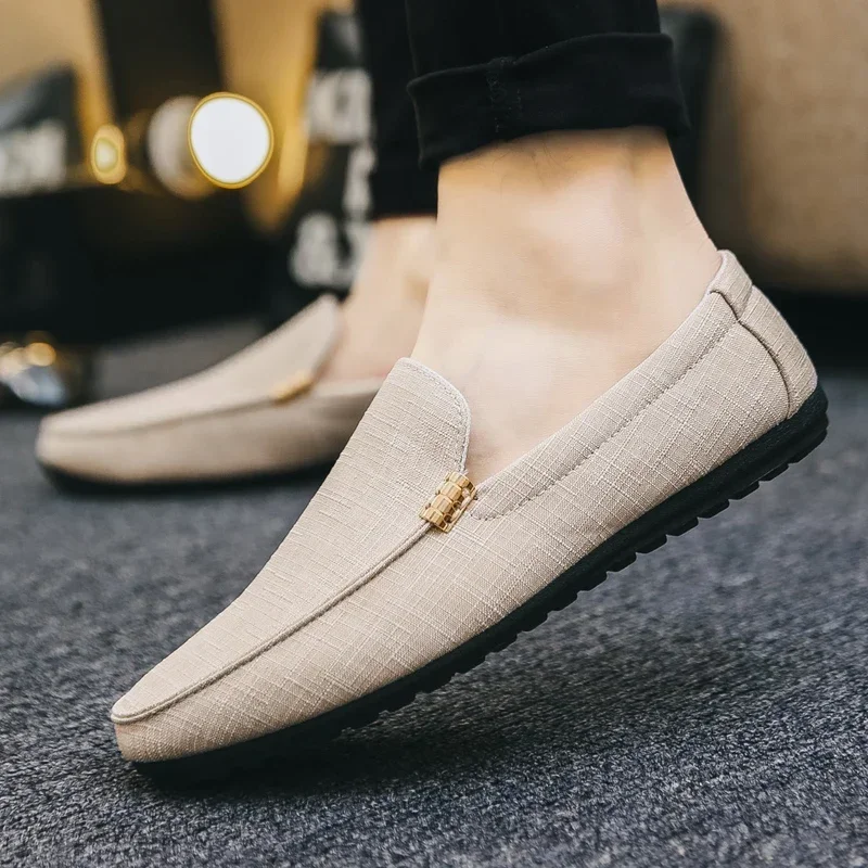 New Men Shoes Hemp Breathable Men Casual Shoes Driving Men Soft Comfortable Loafers Brand Fashion Half Slippers Flats 2024