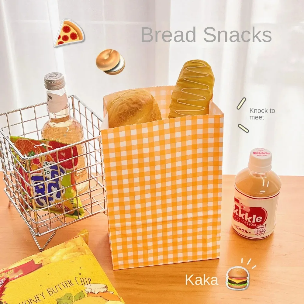 10PCS Colorful Checkered Gift Paper Bags Kraft Paper Thicken Gift Wrapping Bag Handbag Storage Candy Cookies Packaging Bag