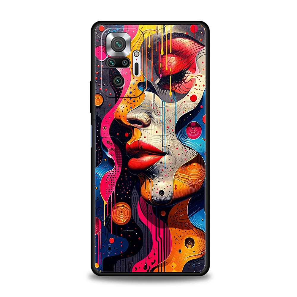 Custodia per telefono con faccia creativa per Redmi 14C 10C Nota 14 13 12 10 11 Pro Plus 7 8T K40 K50 Gaming Pro Plus 5G Soft Shell Capas