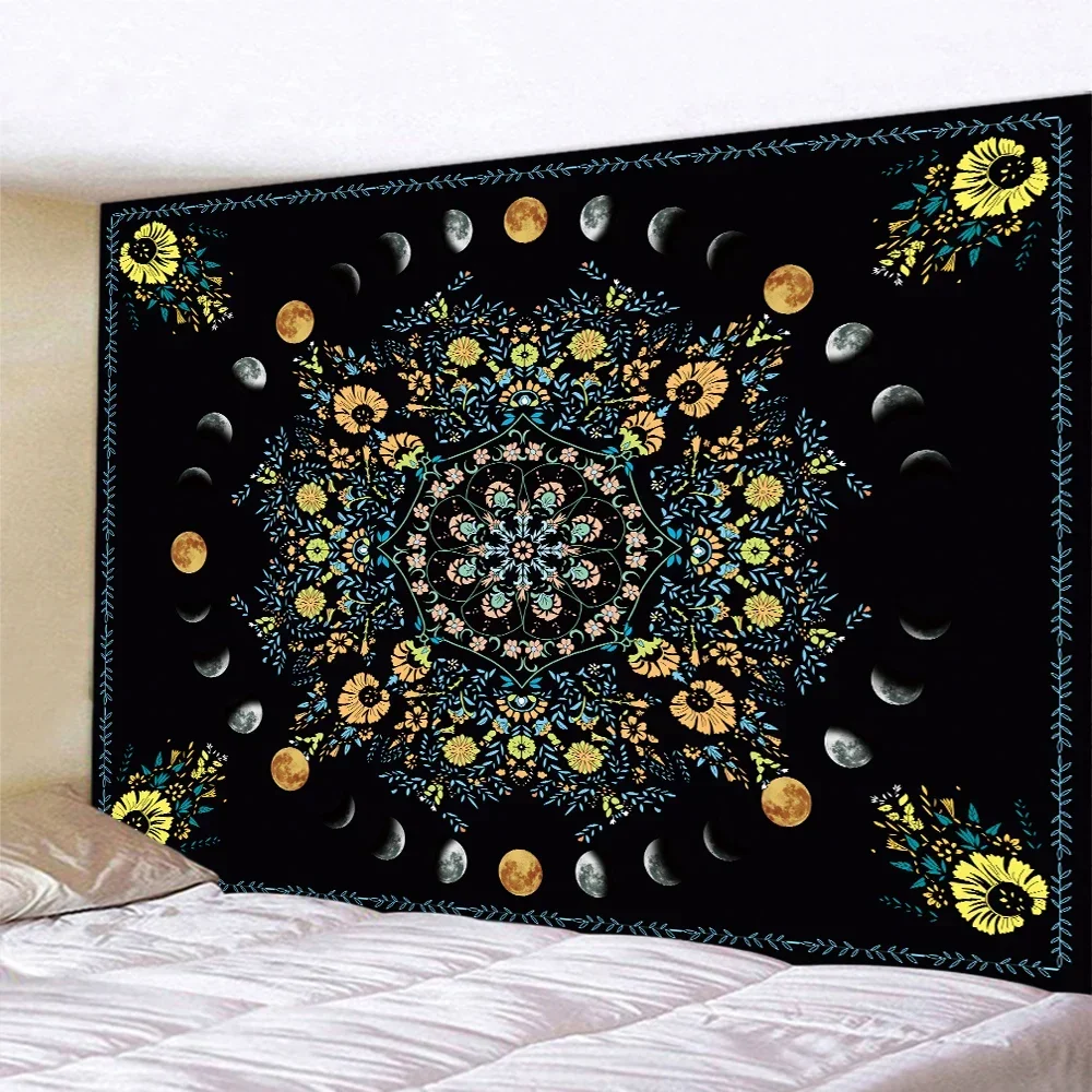 Mandala sun and moon butterfly psychedelic scene family decoration tapestry hippie bedroom wall decoration Bohemian decoration