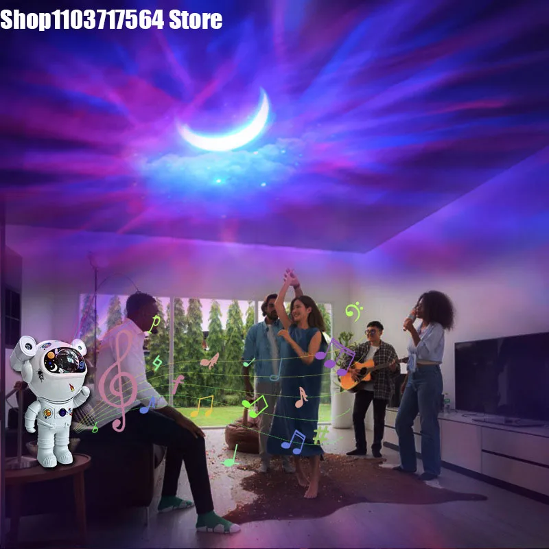 Bluetooth astronaut starlight projector LED bedroom ambiance night light aurora moon astronaut Bluetooth speaker accessories