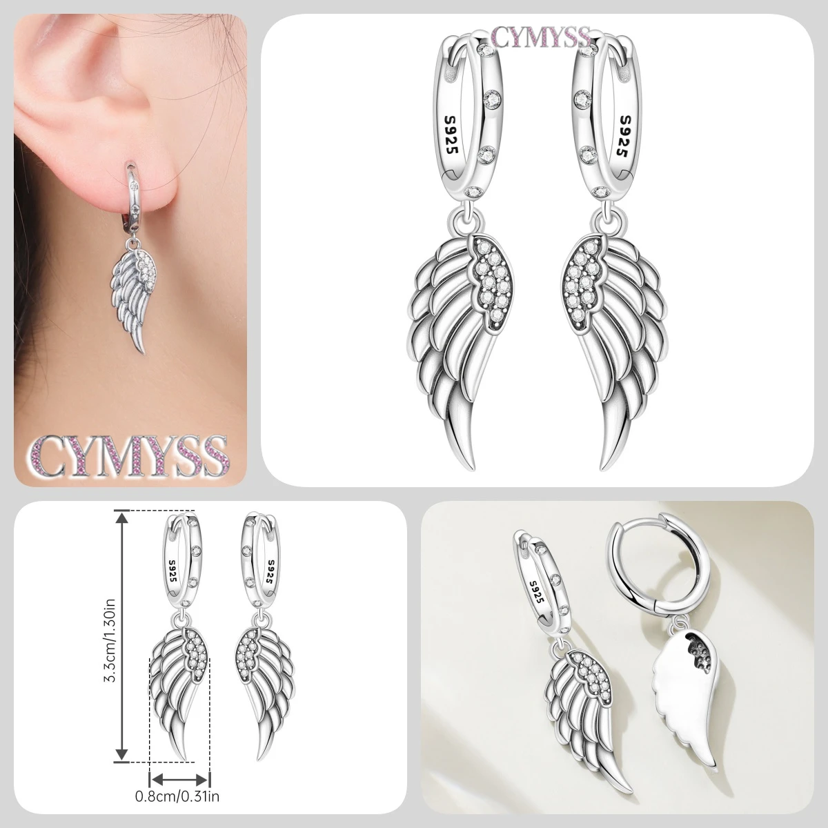 925 Sterling Silver Inlaid Zircon Butterfly Earrings Insect Element Original Design Women's Fashion Party Jewelry Gift Ear Loops S135ba63606d746be872e343a89d1c24d6
