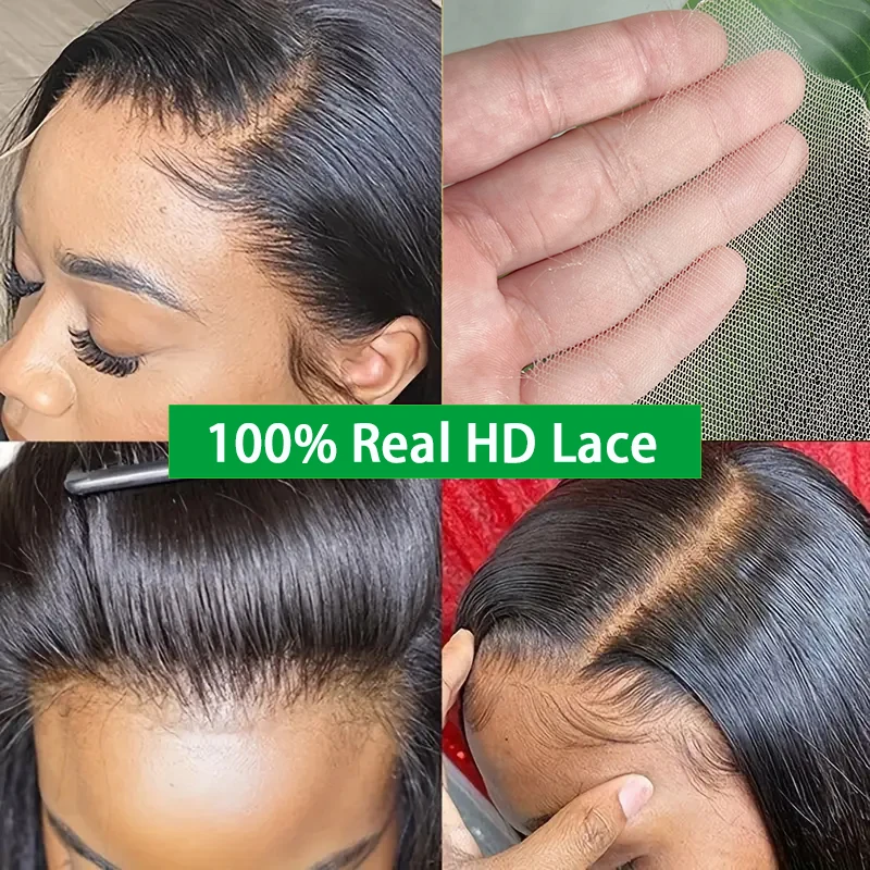 스트레이트 100% 리얼 HD 레이스 (2x6, 4x4, 4x6, 5x5) 인비저블 HD 레이스 클로저 인모 13x4 레이스 프론탈 프리 플러킹 멜트 스킨