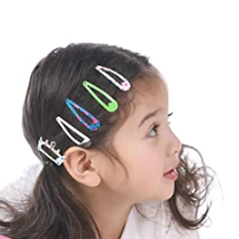 100 Pcs No Slip Metal Snap Barrettes for Kids Hair Clips for Girls Cute Candy Color Cartoon Design Hair Pins