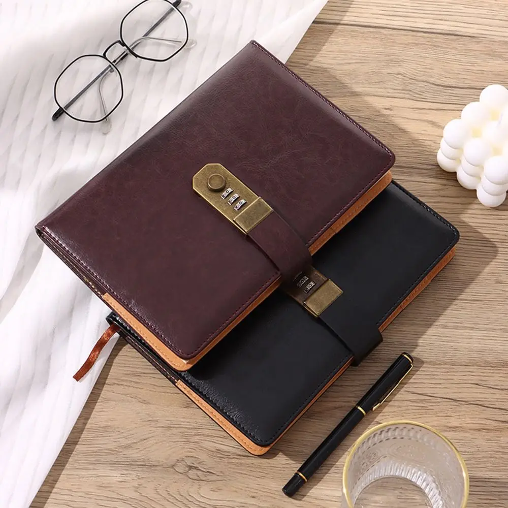 Creative 200 Pages A5 Notebook with Coded Lock Thickened Diary Book Waterproof Portable Student Notepad Office School Supplies