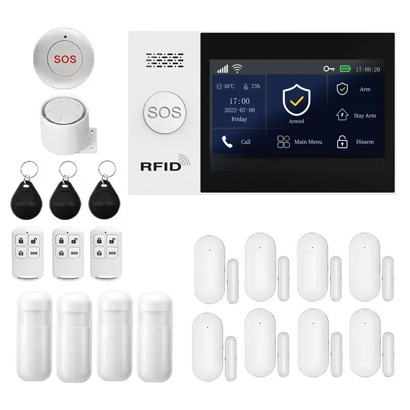 PGST Einbruchmelder Set intelligent WiFi 2G GSM Works with Tuya Smart Life drahtloses Sicherheitssystem für Haus Wohnung Büro App Steuerung einfache Installation ohne monatliche Gebühren