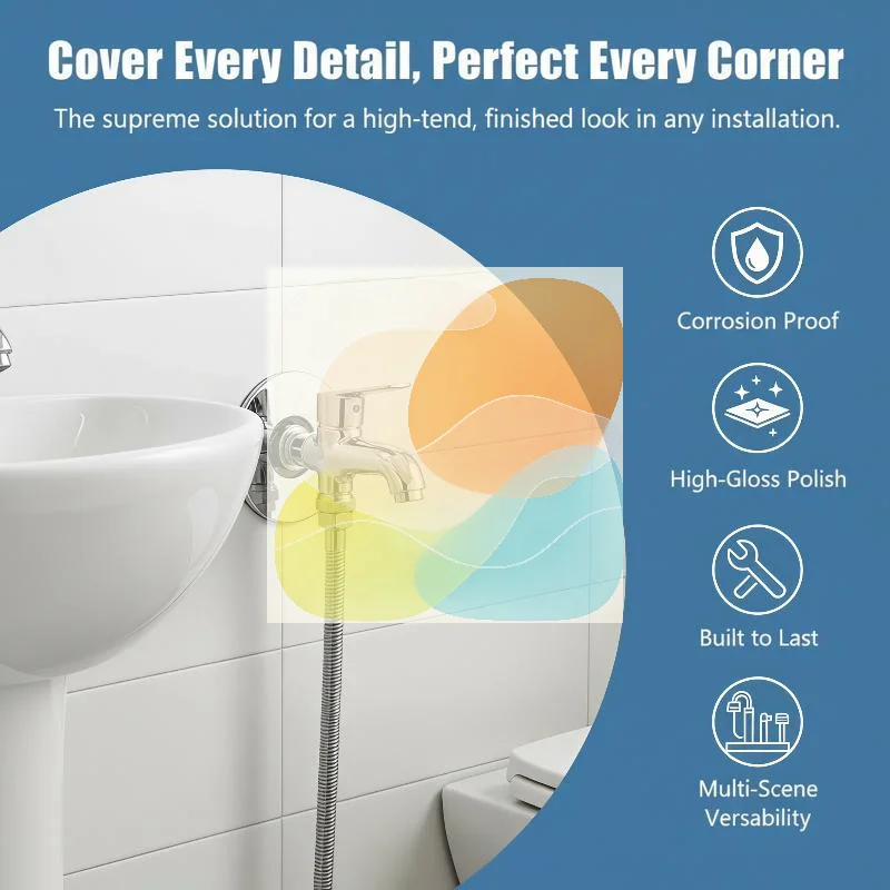 Self-Adhesive Stainless Steel Faucet Decorative Cover Easy to Clean Chrome Finish for Kids Bathroom Shower Daily Home Use