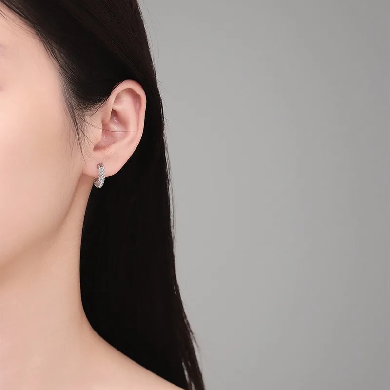 S925 فضة أقراط 0.7ct D اللون مويسانيتي ترصيع الحد الأدنى لذيذ مجوهرات هدية للنساء #4