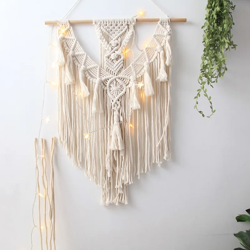 1 PC Simplistic Lodge Style Artisanal Woven Wall Textile Nordic Aesthetic Bohemian Inspired Tapestry Minimalist Guesthouse Decor