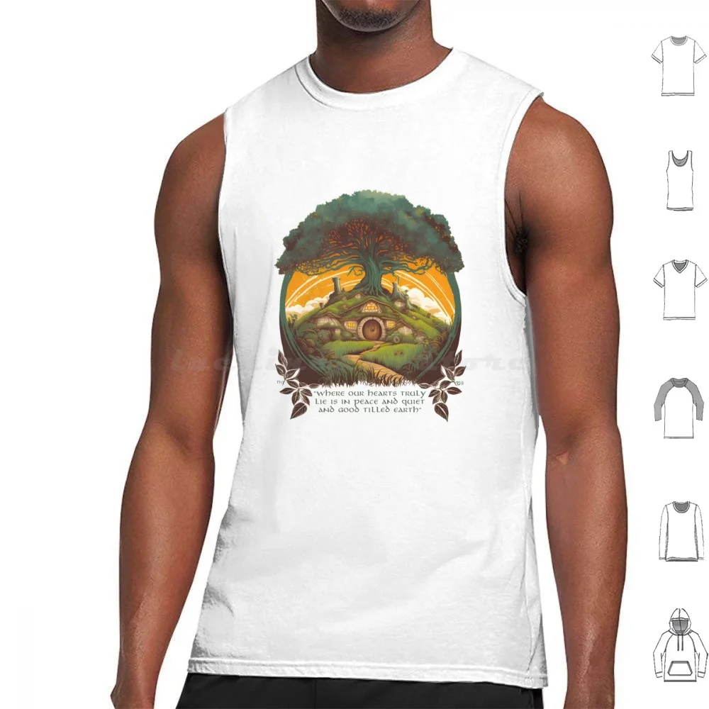 Round Doors Under A Tree-Fantasy Tank Tops Vest Sleeveless Gandalf Tolkien Mordor Sauron Frodo Bilbo Geek Jrr Erebor Fantasy