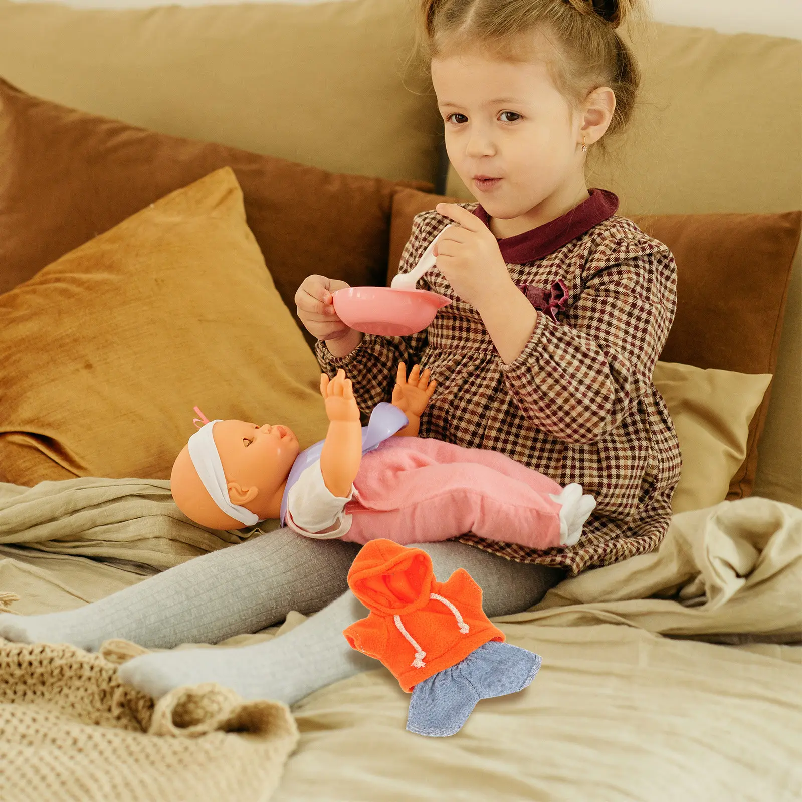 

4Pcs Cute Clothes Set 20cm Bear Outfit Replacement Hoodie Pants for Stuffed Animals Fashion Play Accessory Dress