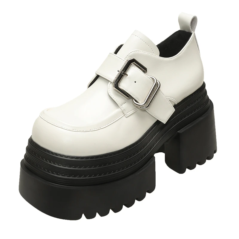 

Новинка 2023 года, модные женские туфли-лодочки на толстой подошве 10 см, весенне-осенние новые черные кружевные лоферы, увеличивающие рост, женские туфли на высоком каблуке