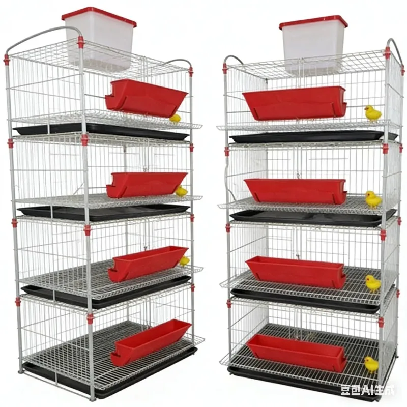 4 Floor H Type Space Saving Stackable Galvanized Wire Mesh Quail Breeding Cage for Chicken Farm Easy Clean and Assemble