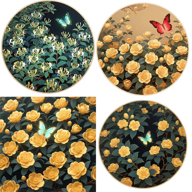 Three Ratels CAB6 Elegant Golden Camellia Art Wall Stickers for Home Decoration Waterproof self-adhesive