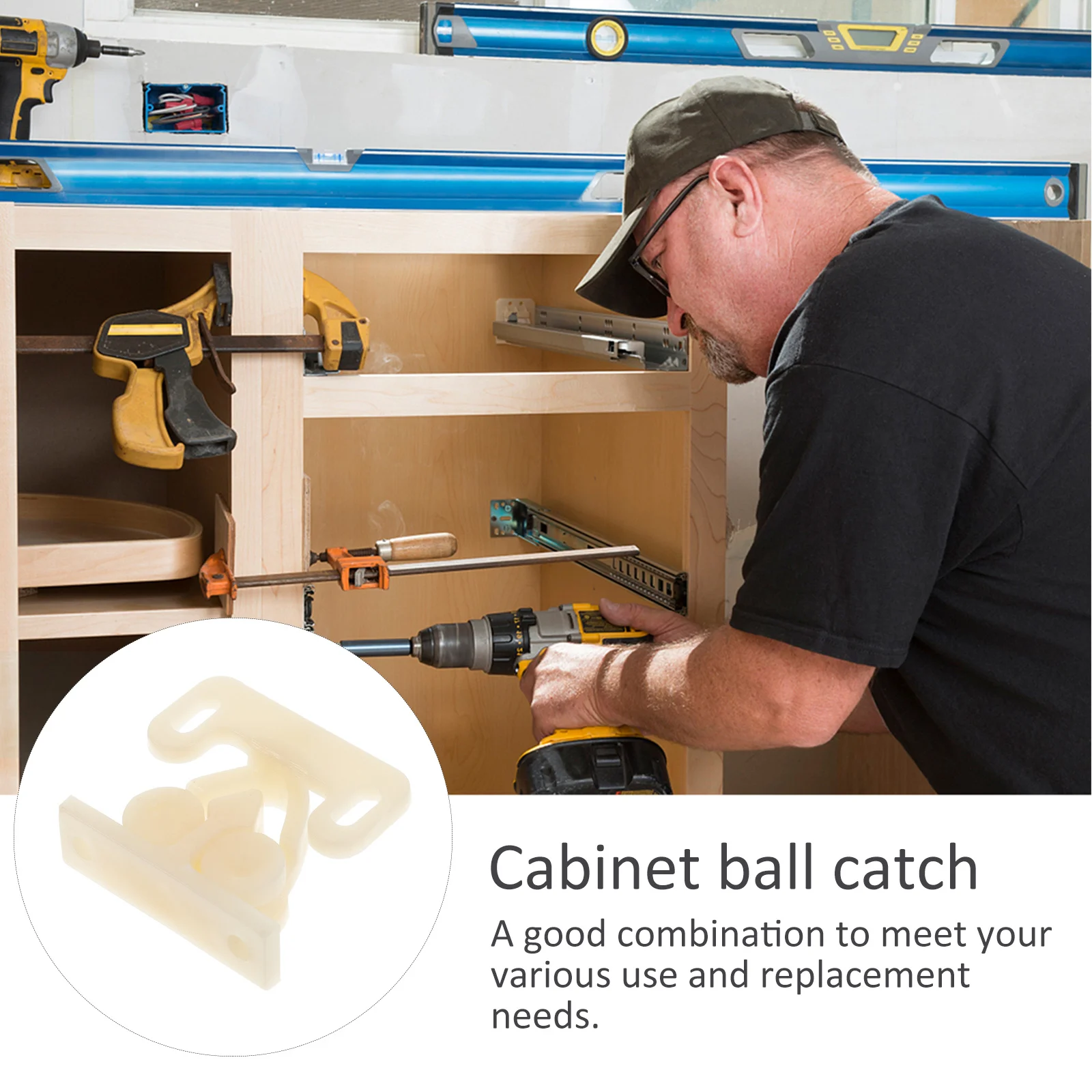 

10Pcs Furniture Ball Catch Plastic Door Tension Latch for Cabinet Closet Dresser Drawer Smooth Operation Strong Durability