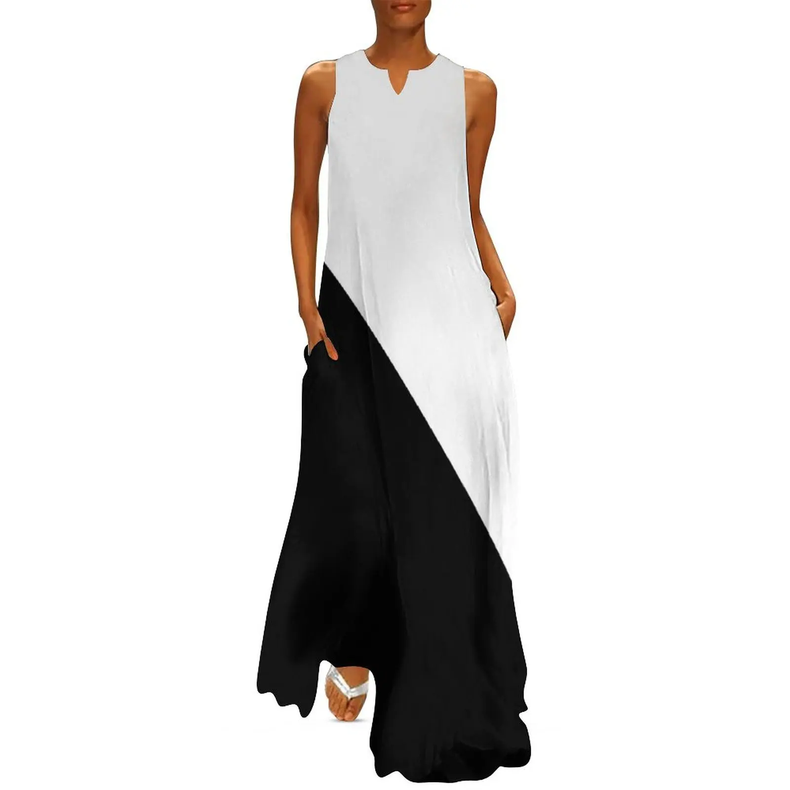 

Black and White Two Tone Color Block Long Dress Bride dresses Long dress woman