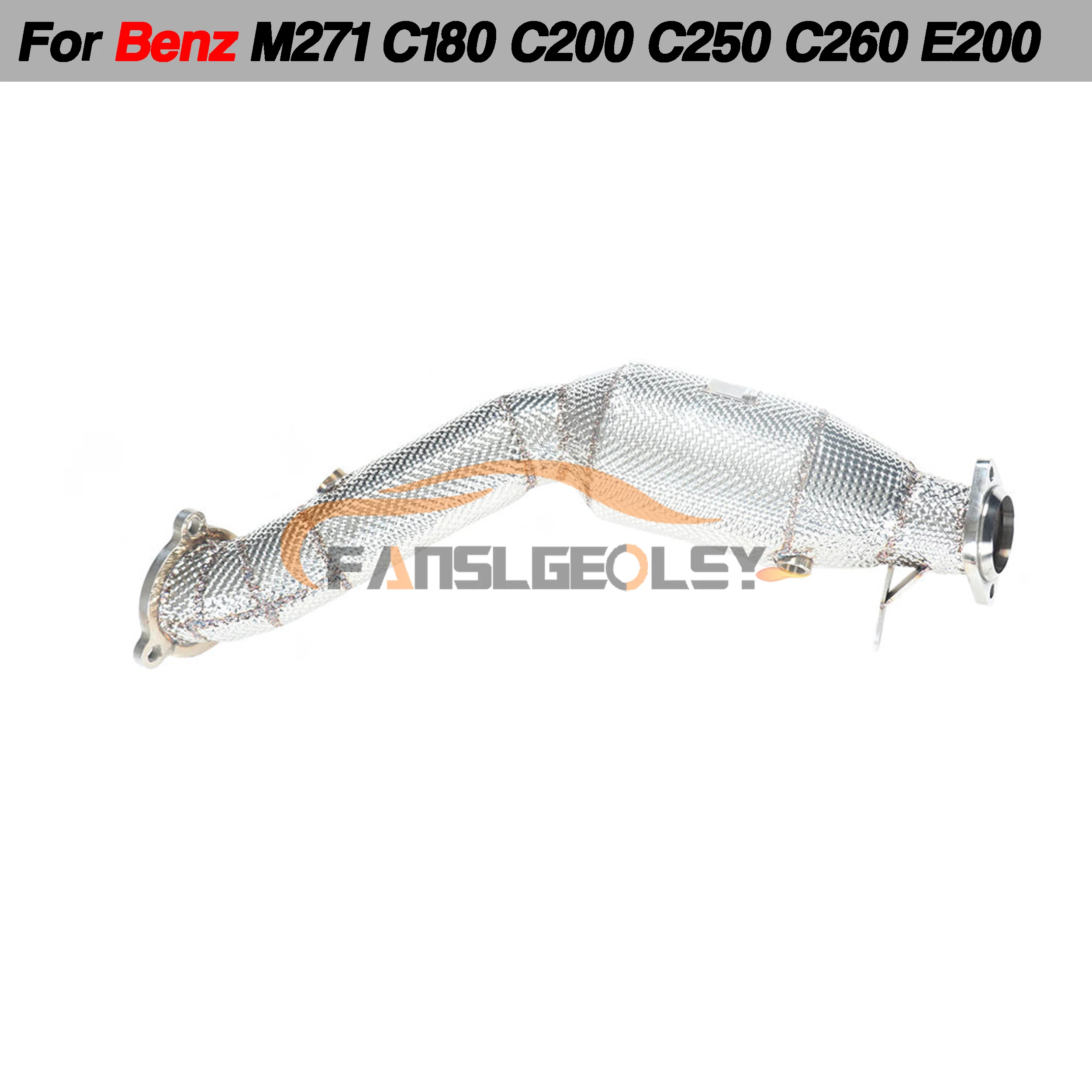 

For Mercedes Benz M271 C180 C200 C250 C260 Steel Downpipe Performance Exhaust System Heat shield and catalytic converter Headers