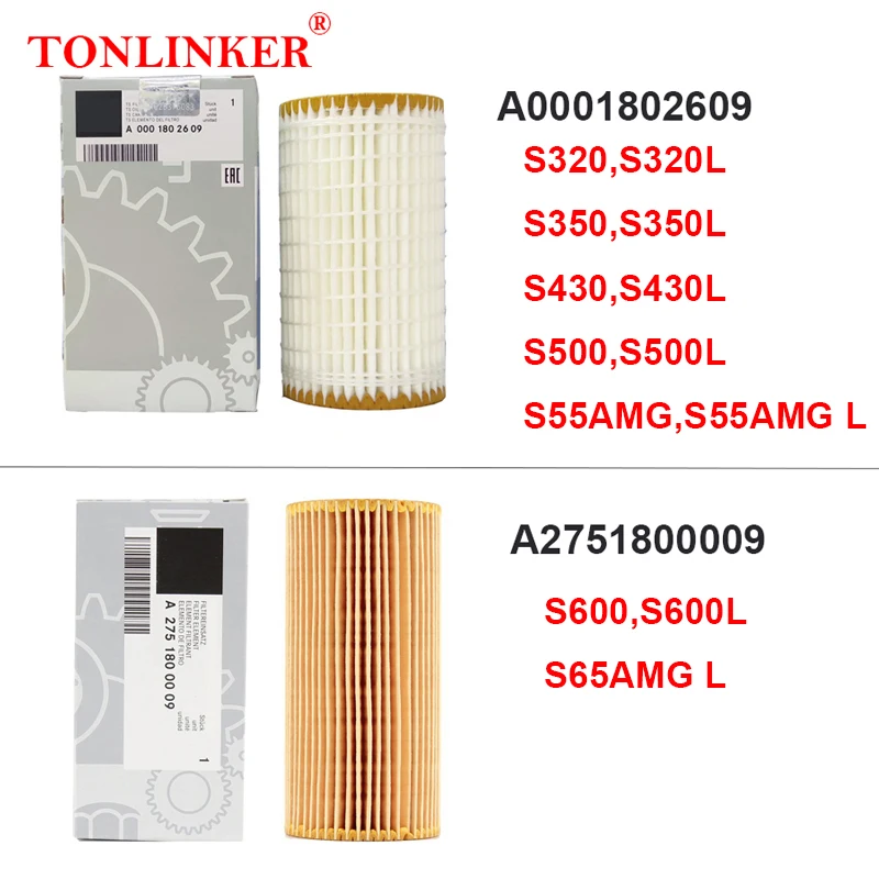 TONLINKER Cabin Air Filter Oil Filter For Mercedes Benz S Class W220 S320 S350 S430 S500 S600 L S55AMG S65AMG Car Accessories