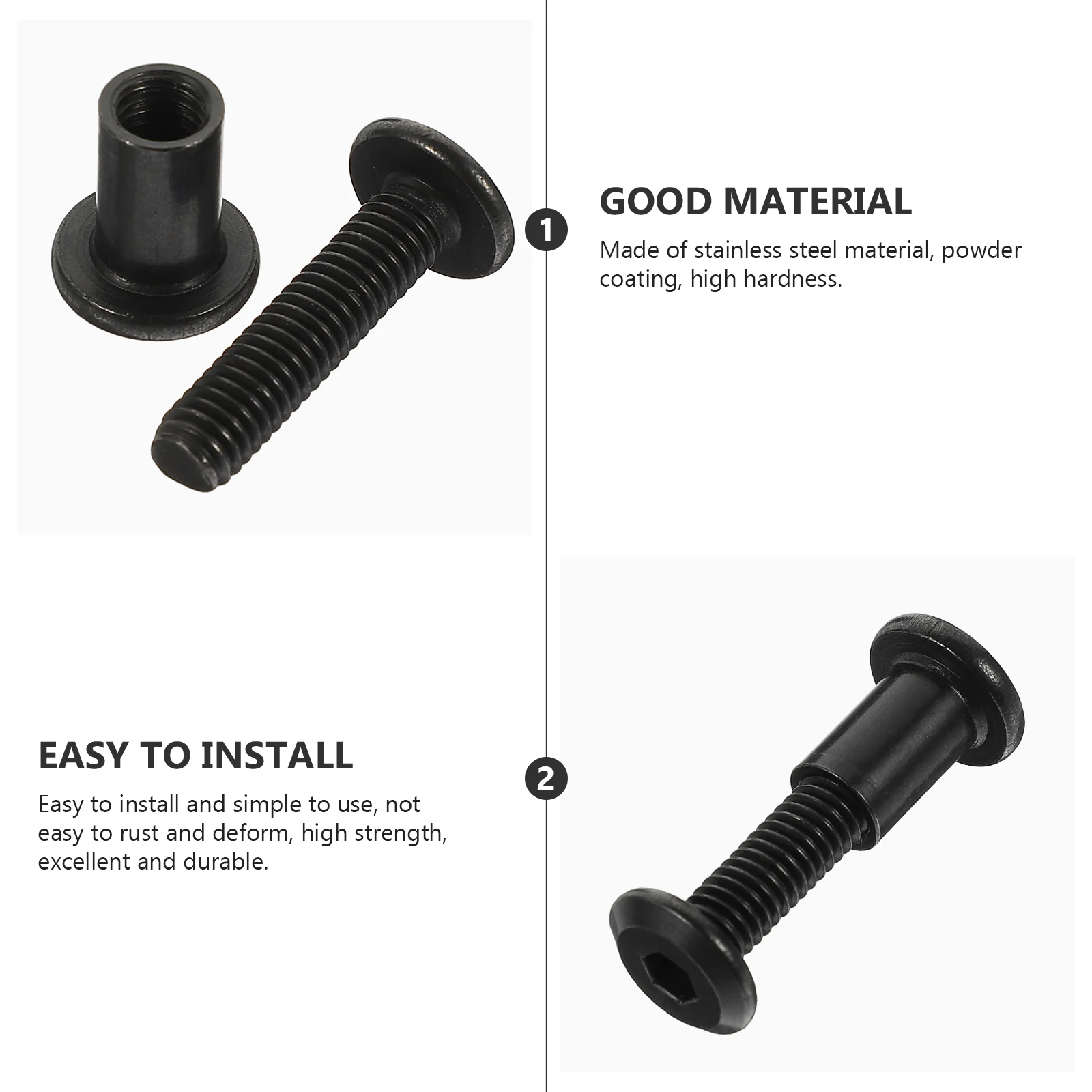 

M6 Black Stainless Steel Hex Screw Nuts M6x25 Binding Bolts Cap Nuts Assortment for Crafts Photo Albums Wooden