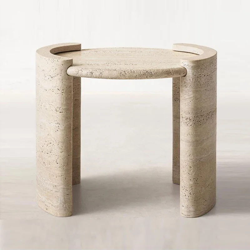 

50x46x51CM 100% Natural Marble Wabi-sabi style Natural Travertine Stone Designer Ellipse Side Coffee Table Luxury Home Furniture