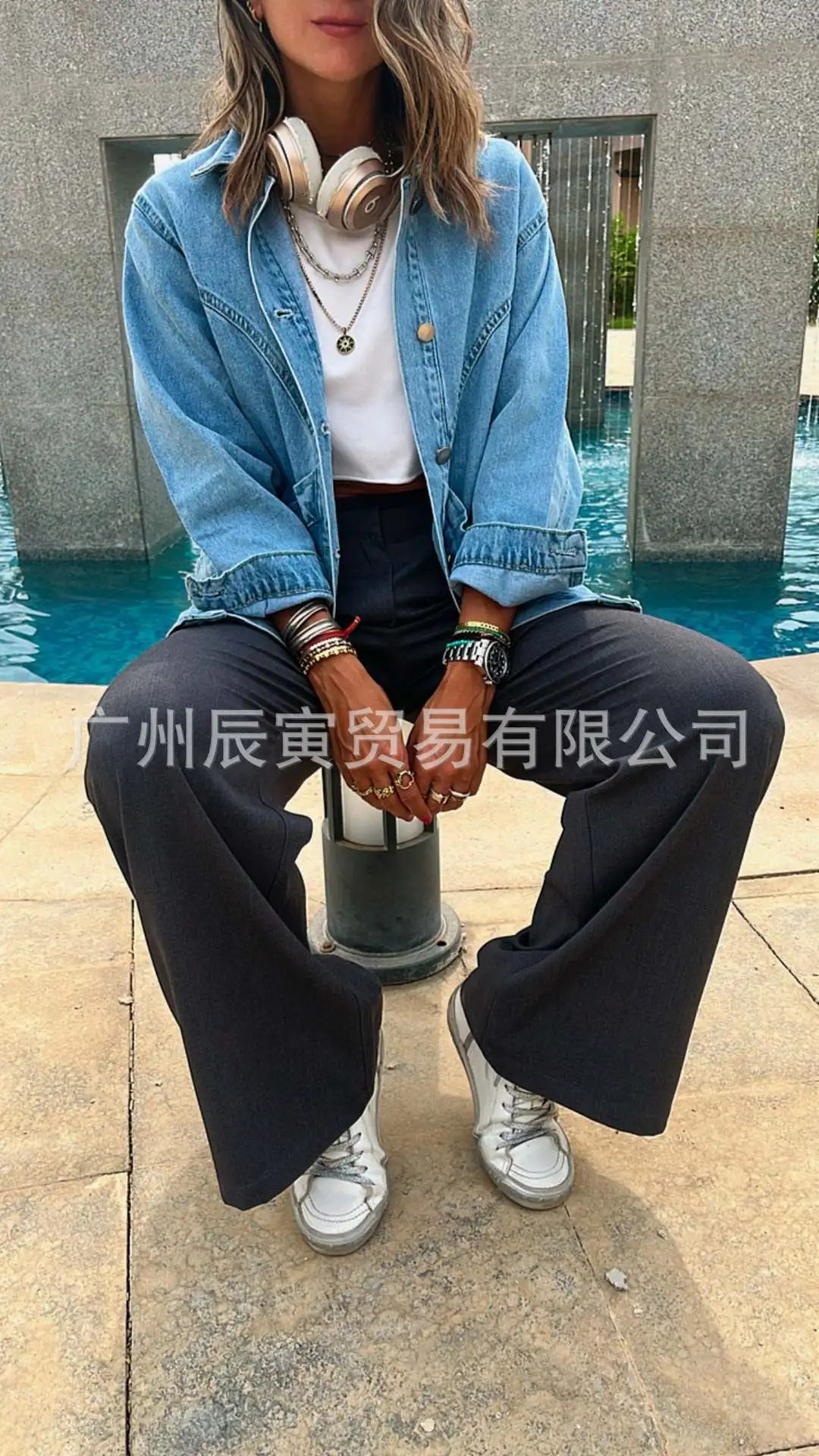 コート女性ジャケットデニムコートターンダウン襟フルスリーブ Y2k ストリートエレガントなスプライスジャケットワークカジュアル秋冬