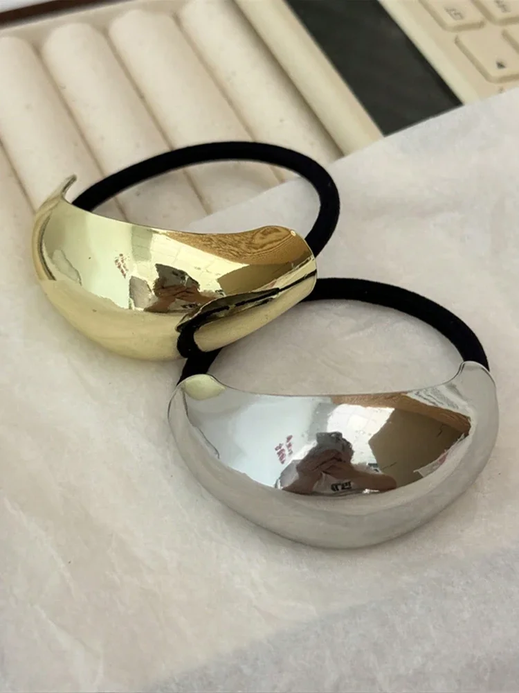 1pc moda punk geométrico metal headb rabo de cavalo scrunchie para mulheres simples acessório de cabelo elástico scrunchie bandana