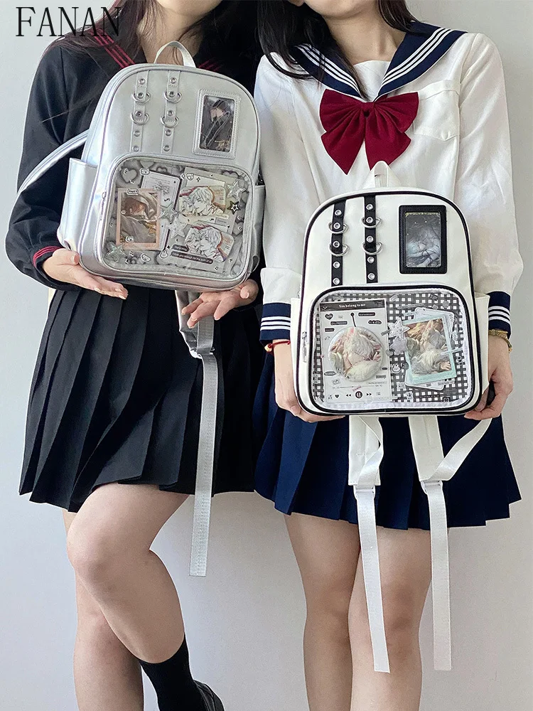 حقائب نسائية حقيبة كتف مدرسية شفافة حلوة ولطيفة حقائب ظهر للفتيات موضة 2026 حقيبة ظهر غير رسمية جديدة للنساء #1