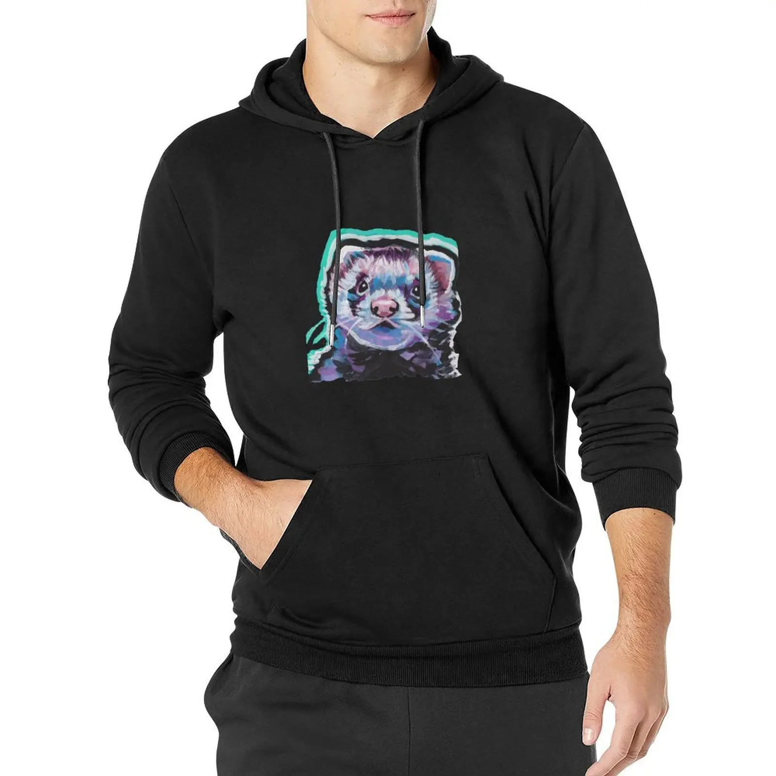 

Fun Ferret Pet bright colorful Pop Art Pullover Hoodie mens designer clothes men's coat men's sweat-shirt hoodie men