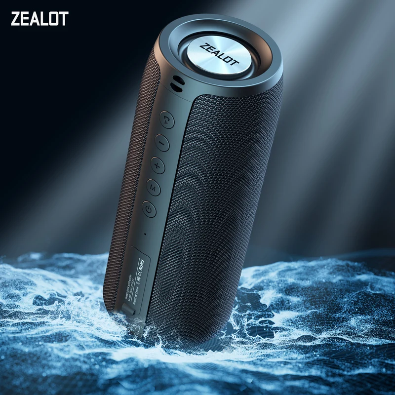 Zealot-Altoparlante Bluetooth portátil con graves mejorados y tiempo de reproducción de 12 horas, resistente al agua IPX5 para acampar