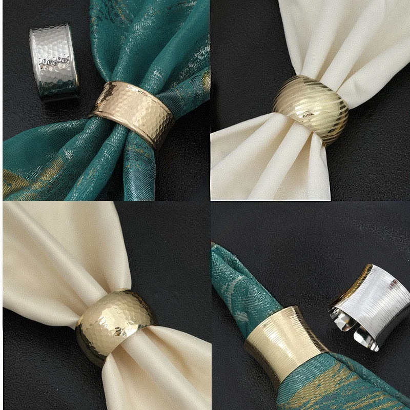 4pcs Gold Napkin Ring For Wedding Birthday Party Dinning Table Decoration Napkin Holder Christmas Thanksgiving Party Supplies