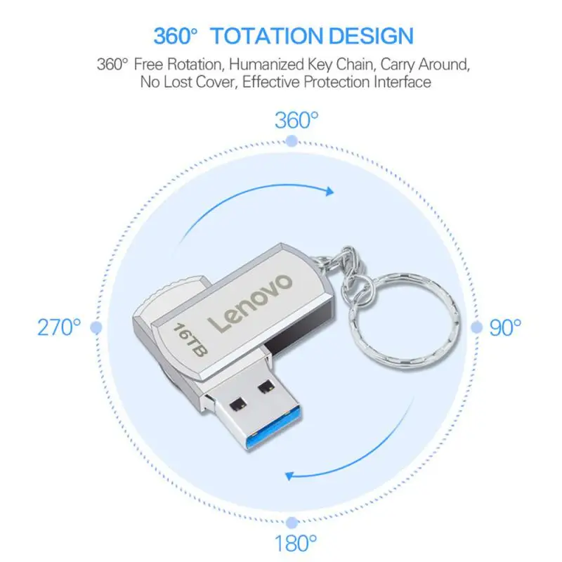 Lenovo Super 16TB Usb 3.0 Metal Pen Drive 8TB 4TB High Speed Flash Drives Pendrive Portable Usb Memoria Stick Type-c Adapter