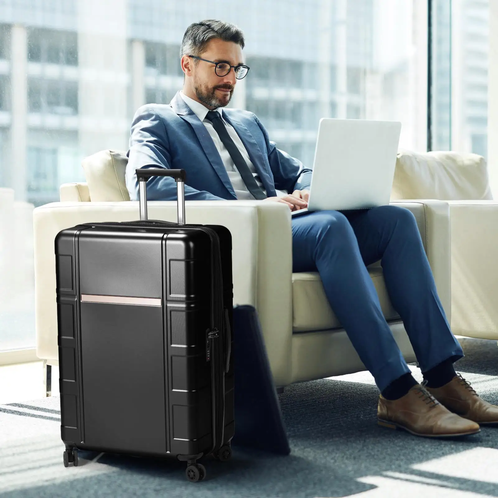 3-Piece Expandable Luggage Set with TSA Lock - Durable PC+ABS Hardshell Spinner Suitcases