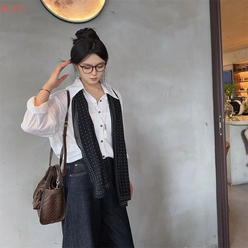 Polka-Dot-Schal im neuen Stil, hochwertige, vielseitige Banddekoration, Halswärmer, Halstuch, Schal, Seidenschal