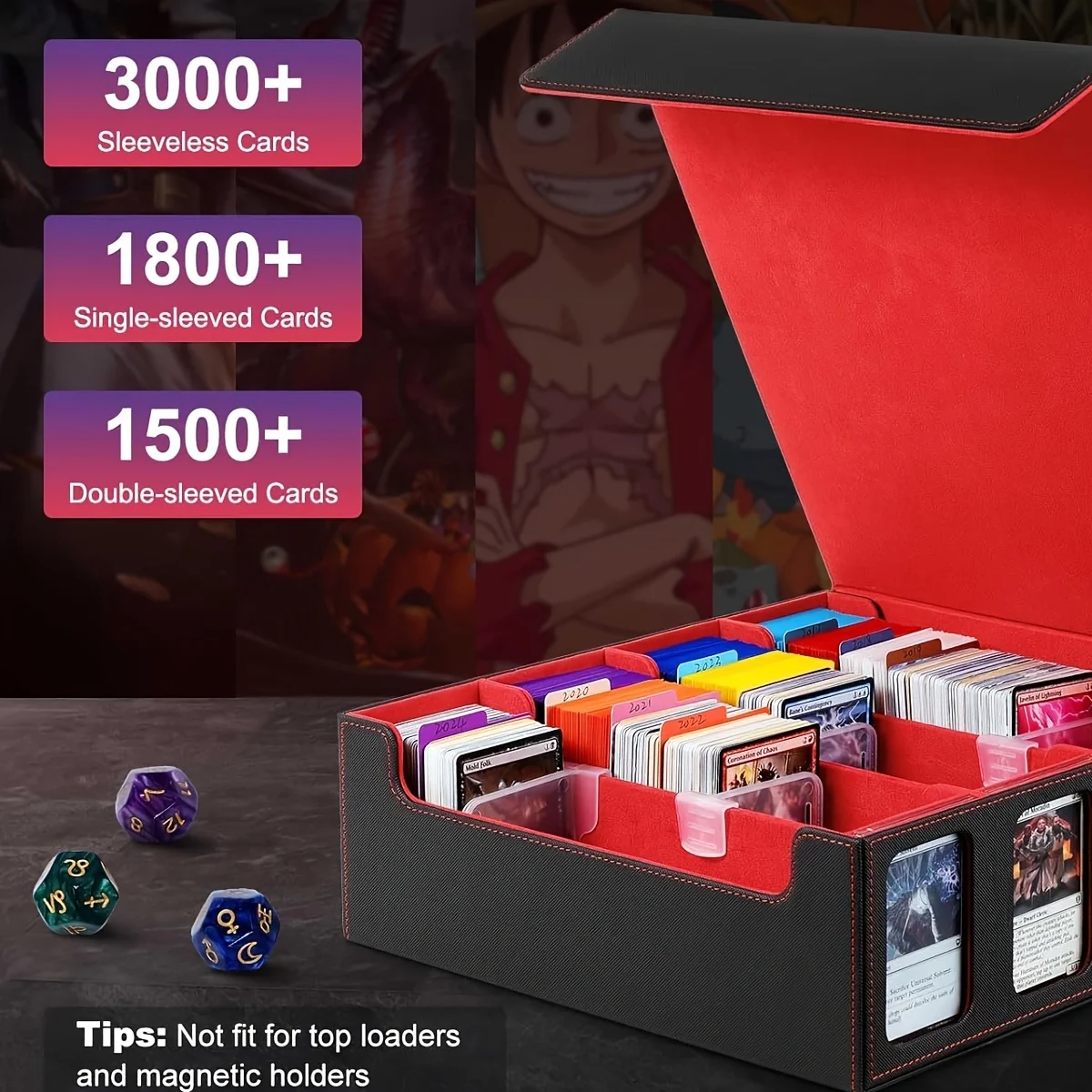 Card exchange storage box with commander display; 2400+deck box, suitable for MTG, with detachable cover; Toploader card sleeve