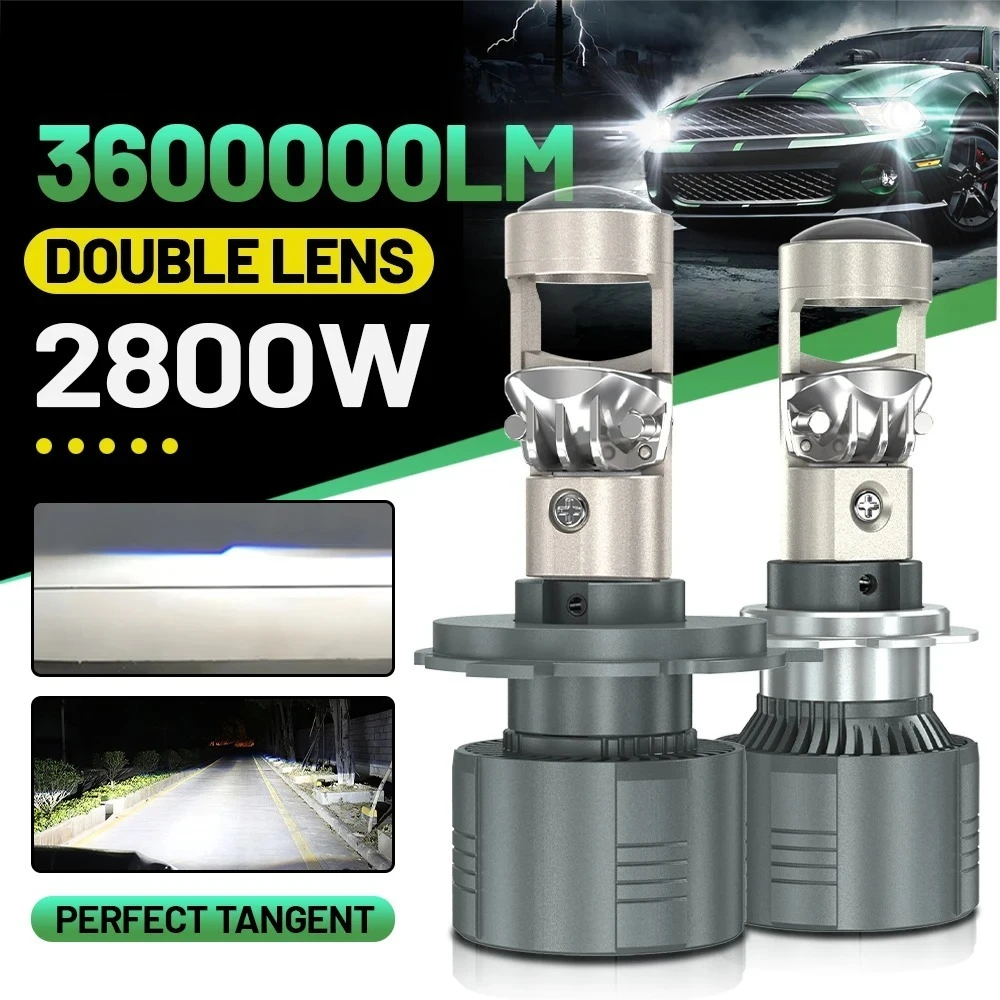 

2800W H4 H7 H11 Светодиодная автомобильная фара с мини-проектором H8 H9 9005 9006 3600000LM Автоматическая лампа дальнего ближнего света Canbus для автомобилей 12 В 24 В