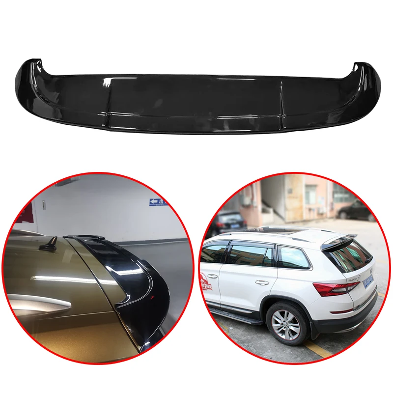 For Skoda Kodiaq 2017 2018 2019 High Quality ABS Rear Roof Wing Spoiler Glossy Black Carbon Fiber Look Car Accessories