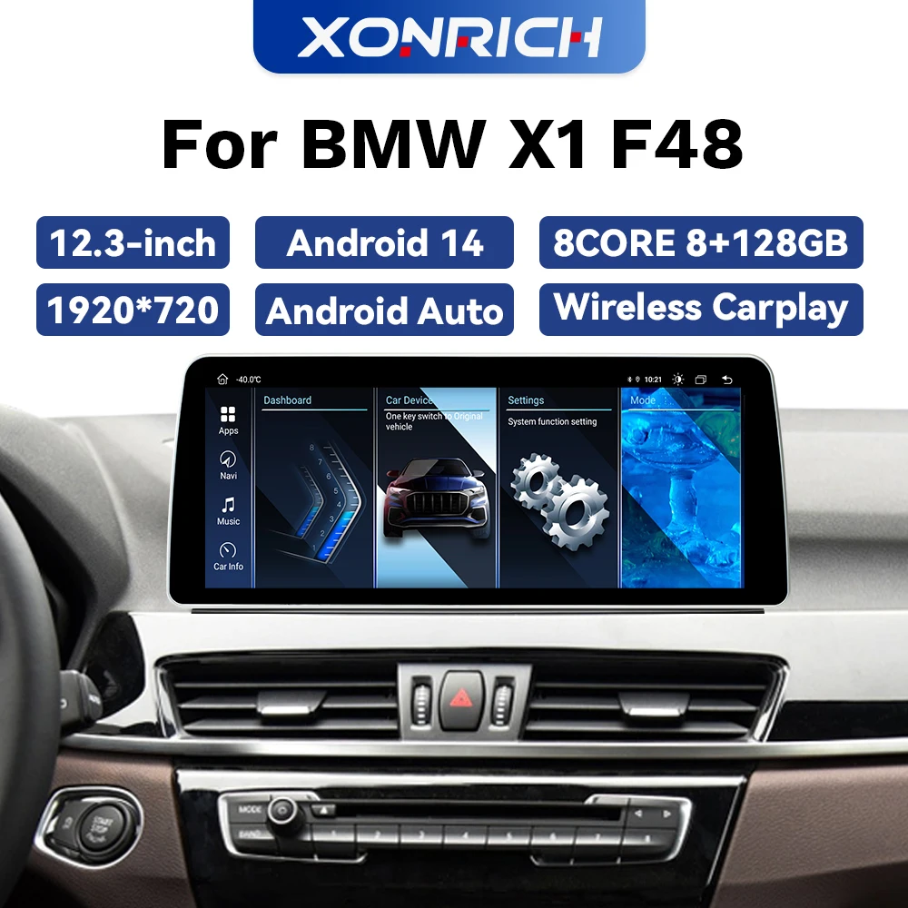 Lecteur de limitation de voiture pour BMW, Carplay sans fil, Commande vocale, Système NBT, Permanence 4G, 12.3 pouces, Android 14, 1920x720P, bronchF48 2016 2017