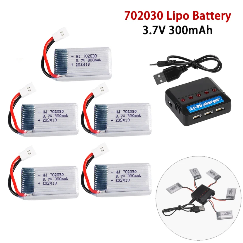 5 szt. Akumulatorów 3.7V 300mah 702030 bateria do drona Li-po do Syma X11 E55 Fq777 Fq17w F180 U816 RC Drone UAV