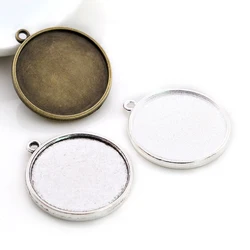 10pcs 25mm Inner Size Antique Silver Plated Bronze Double Side Cabochon Base Setting Charms Pendant
