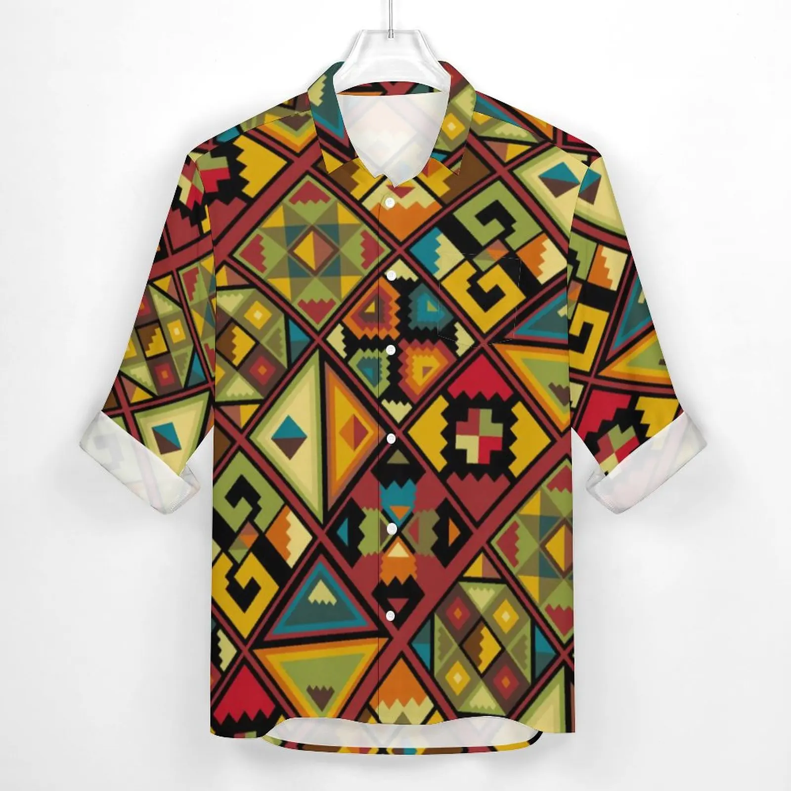 Vintage Mandala Casual Shirts Man African Style Shirt Long Sleeve Fashion Aesthetic Blouses Autumn Custom Top Large Size