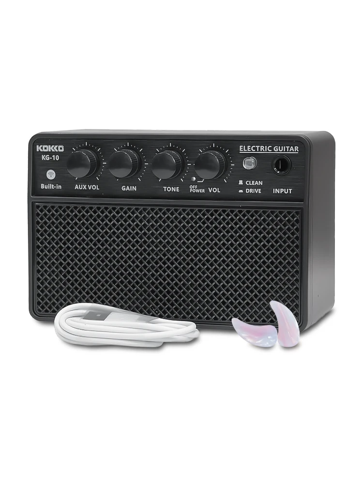 Portable Electric Guitar Amplifier KG-10 Clear & Overdrive Effects Adjustable Tone & Gain 10W Built-in Battery & Bluetooth