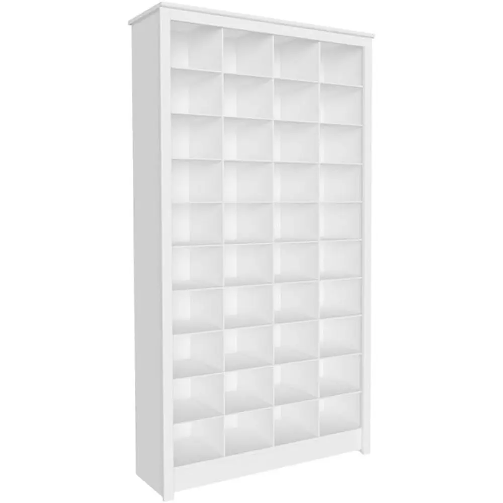 

Elegant White Vertical Shoe Storage Cabinet with Cube Organizer