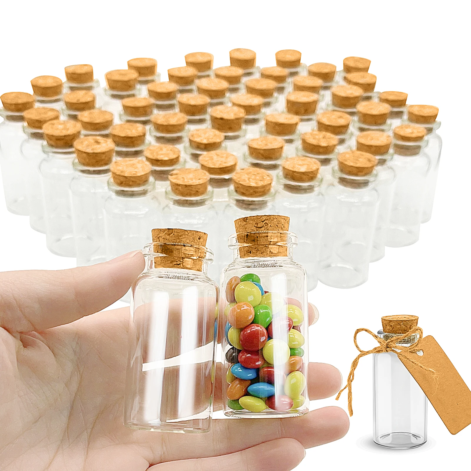 25ML Mini Small Glass Bottles with Cork Stopper Clear Wish Bottle Tiny Glass Bottle Jars Hanging Decoration Wedding Decor Vials