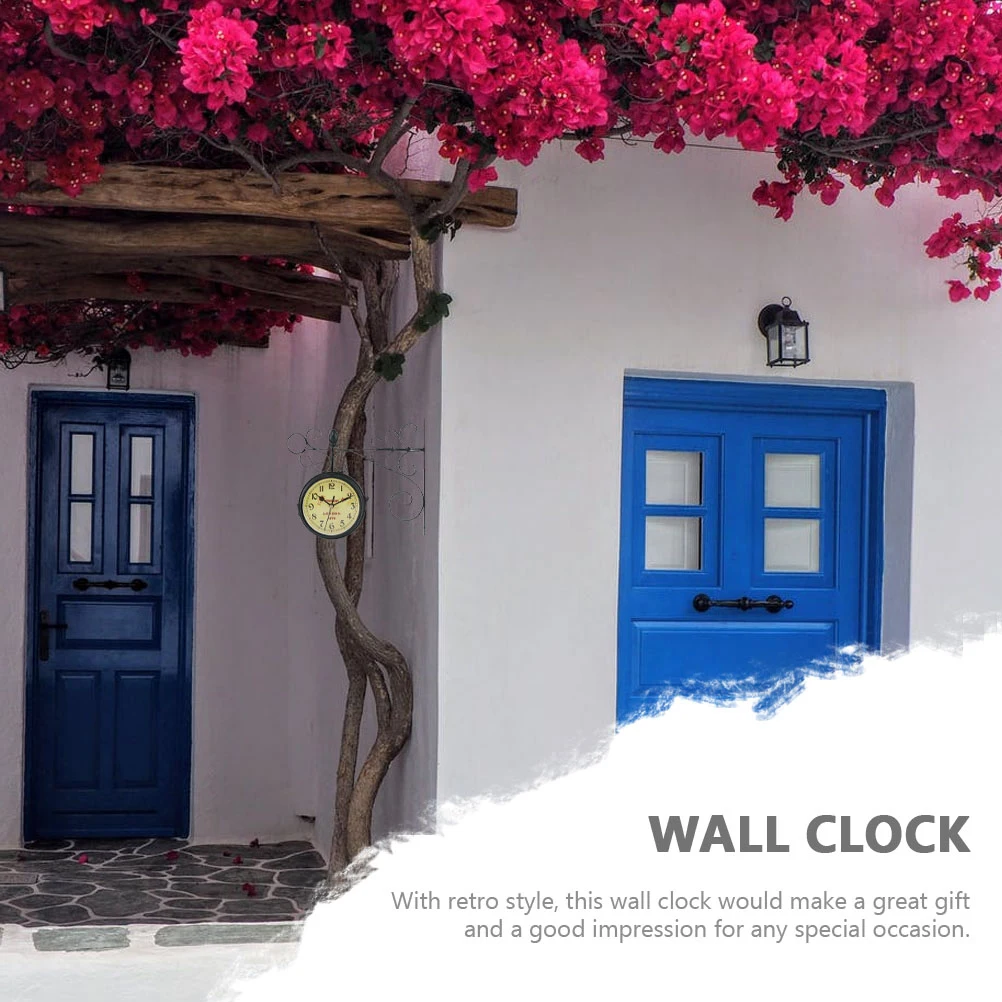 

Vintage Style Double-Side Iron Wall Clock Retro Hanging Clock Silent Home Decor Living Room Kitchen Office Wall Decor Clocks