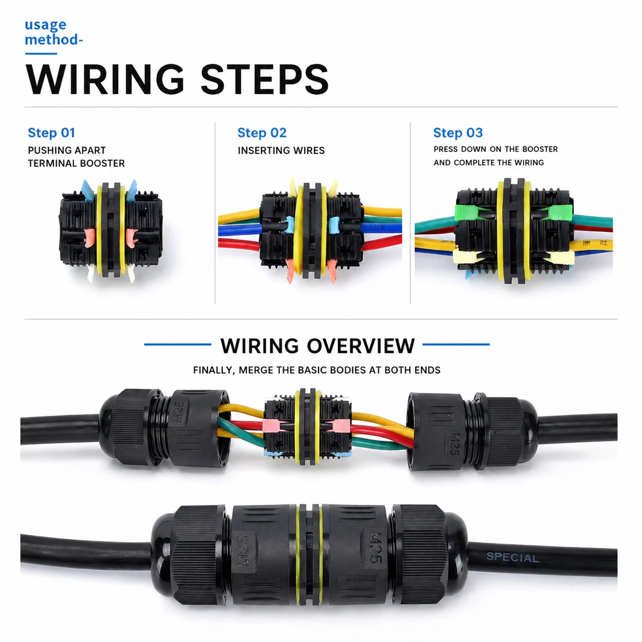 IP68 M25 Waterproof Quick Wire - Push Fit Connector recension och pris