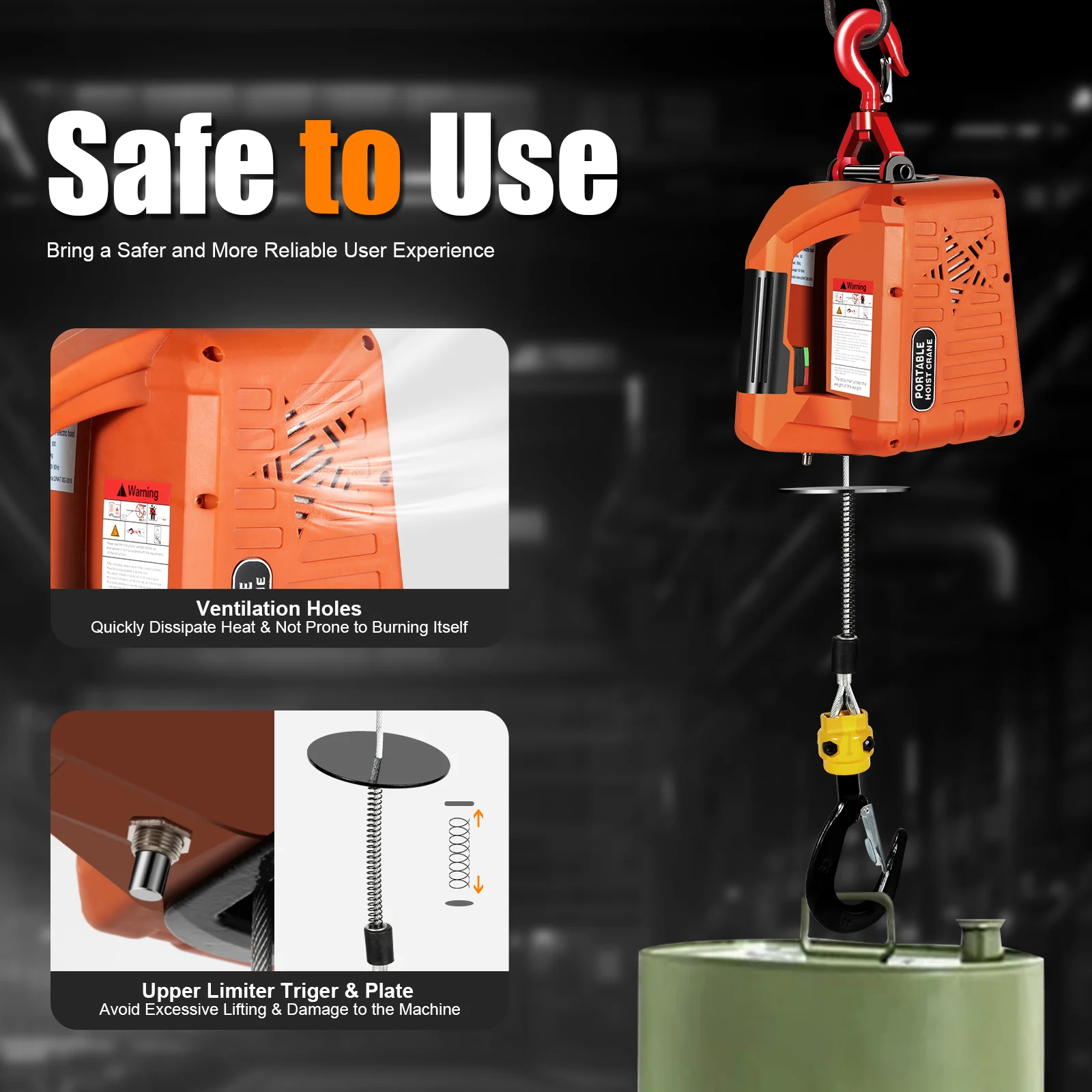

2 in 1 Electric Hoist Winch, 1100lbs Electric Hoist, Lifting Crane Cable Hoist, Material Handling Tool for Factories, Warehouses