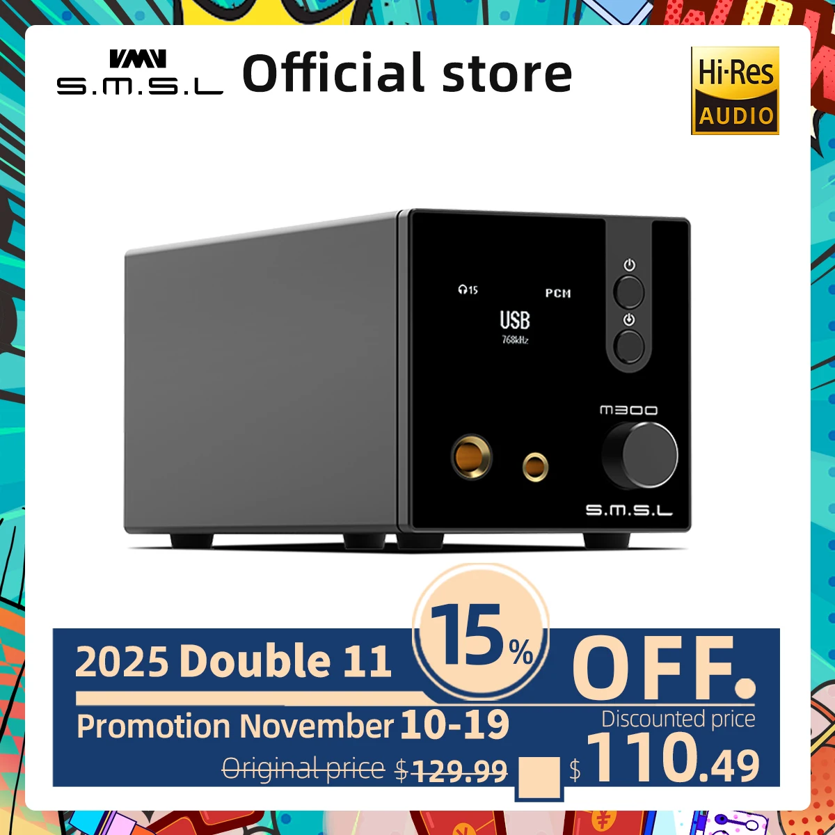 Smsl M300se Audio Dac & Hoofdtelefoon Amp M300 Se Mqa Cs43131 * 2 Bluttooth True Gebalanceerde Xlr 6.35/4.4Mm Xu316 Dsd256 Afstandsbediening