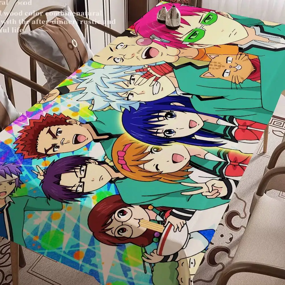 Japanese The Disastrous Life Of Saiki K Rectangular Tablecloths Washable Wedding Party Kitchen Dining Living Room Table