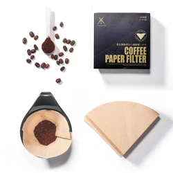 RECAFIMIL Coffee Filter Paper Count Disposable Coffer Filters Natural Cone V-Shaped Unbleached Filter for V.60 Coffee Dripper