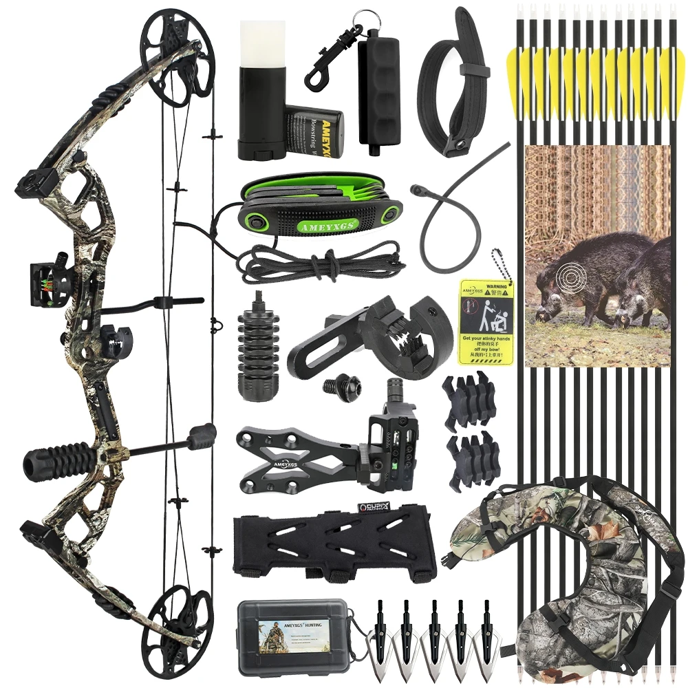 

Hunting CNC Compound Bow Carbon Arrow Set 0-70Lbs Archery Hunting Shooting Target Practice Competition Adult Outdoor Sports